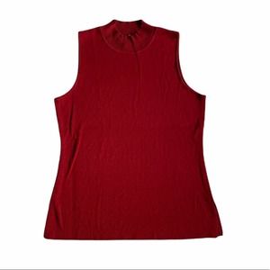 Exclusively Misook Red Turtleneck Sleeveless Top Size Medium